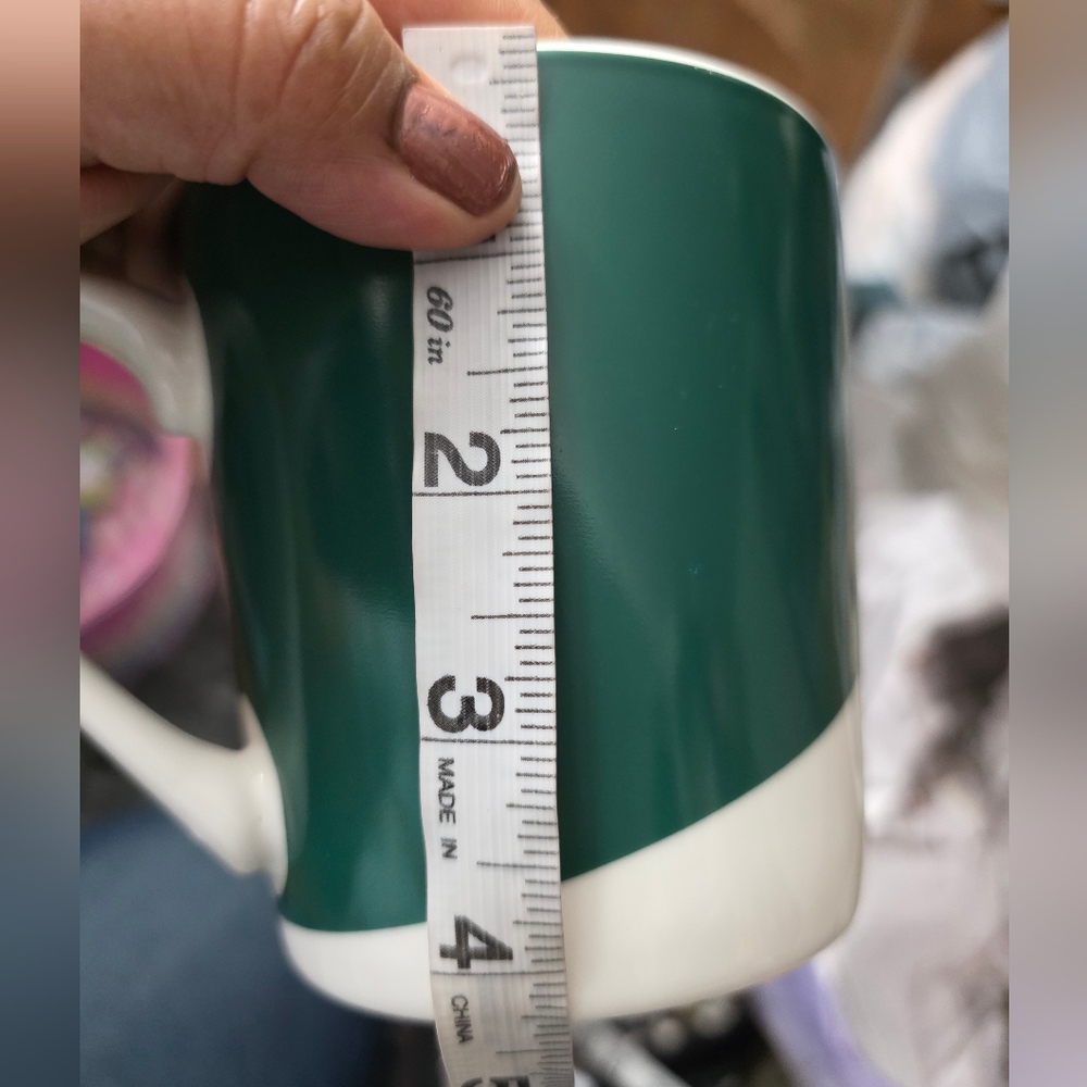 Starbucks Half Green White Mermaid Logo Ceramic Coffee Tea Mug Cup 18 oz - - Picture 3 of 7